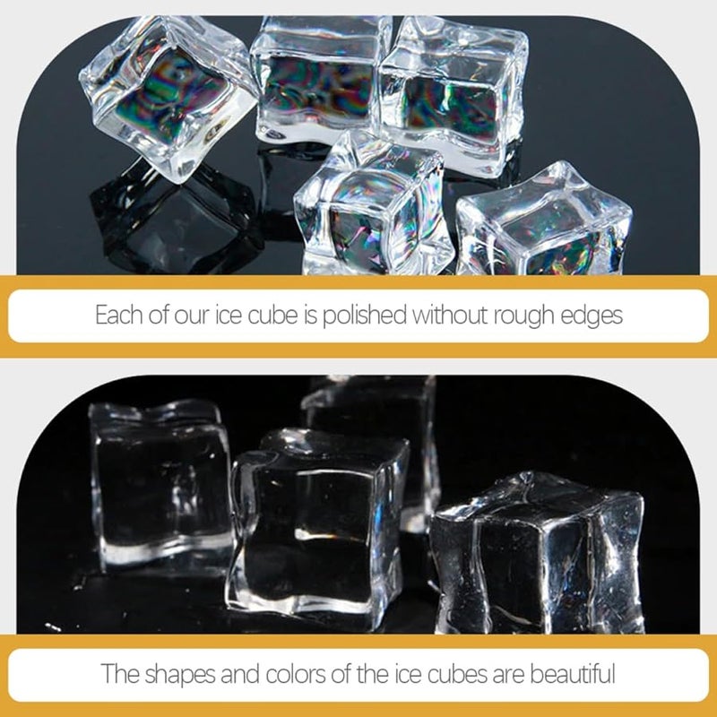 50Pcs Clear Acrylic Ice Cubes Reusable for Photography Props Table Decoration Fish Tank Food Display - Image 3